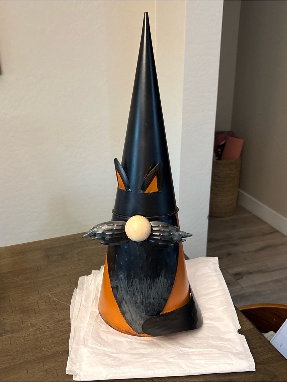 Novogratz Halloween Figurine Gnome Cat Tin Rustic 19”